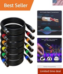 XLR Cables, XLR Microphone Cable 25 ft 6 Pack, Gold-Plated 3-pin XLR Speaker …