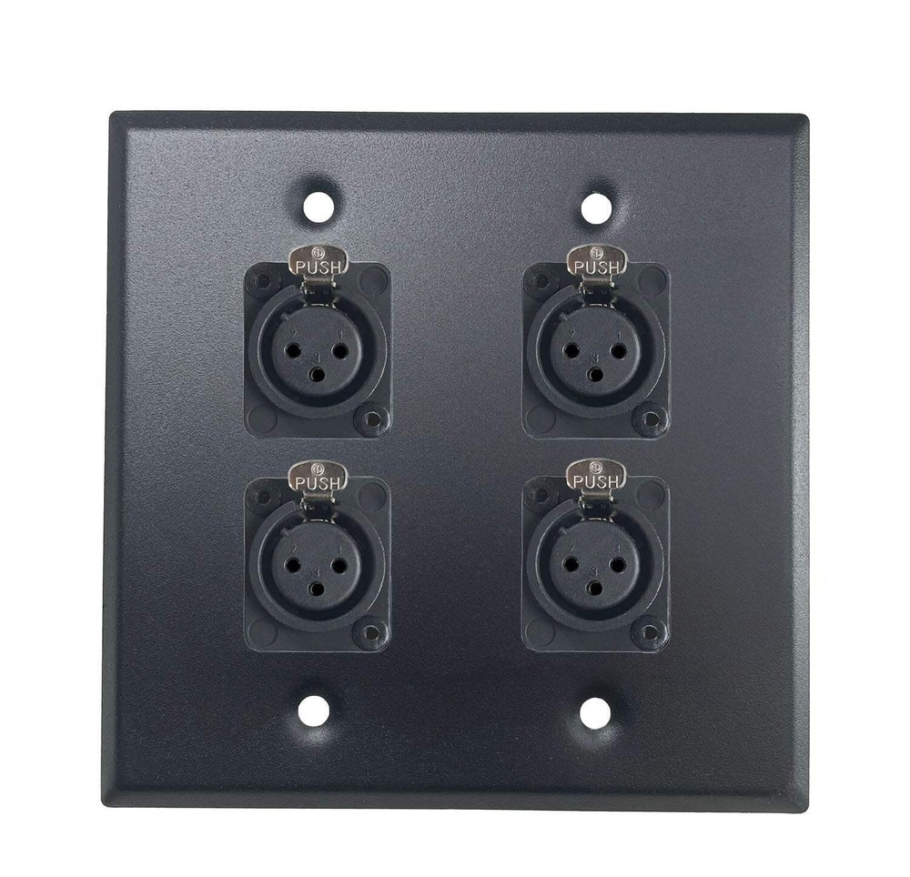 PROCRAFT DPL-4X-VAR 2 Gang Stainless Pro Audio Installation Wall Plate Loaded, M