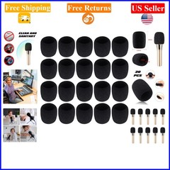 Black Microphone Foam Covers, 20 Pack – Disposable, Fits Most Handheld Mics