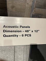 6 Pack Acoustic Sound Panels 48” x 12” Gray Peel & Stick Felt Panels 10mm Thick