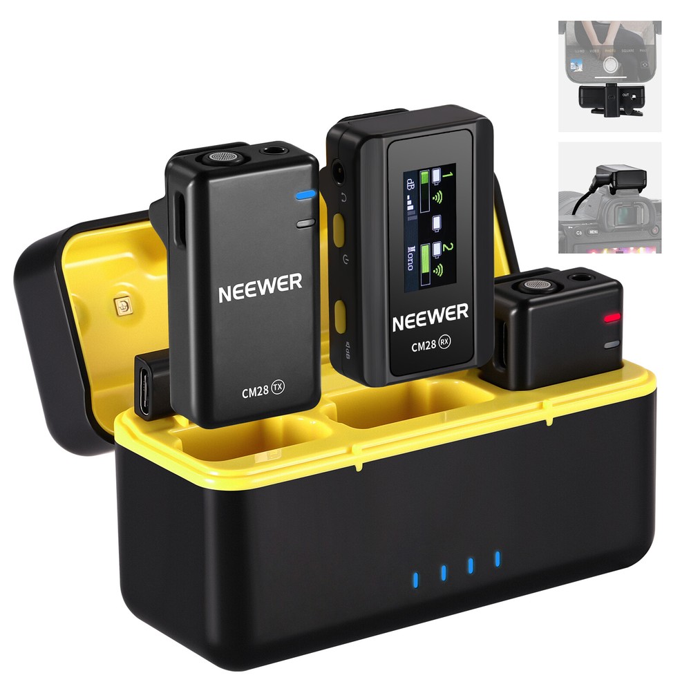 Neewer CM28 Professional Wireless Lavalier Microphone with Charging Case