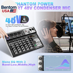 6 Channel Audio Interface Sound Board Mixing Console 16-Bit DSP DJ Mixer Audio R