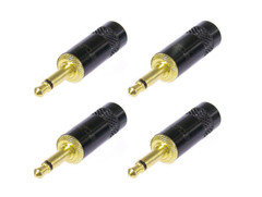 (4 Pack) Neutrik Rean NYS226BG Mono Male 3.5mm 1/8″ Plug,Black Case-Gold Contact