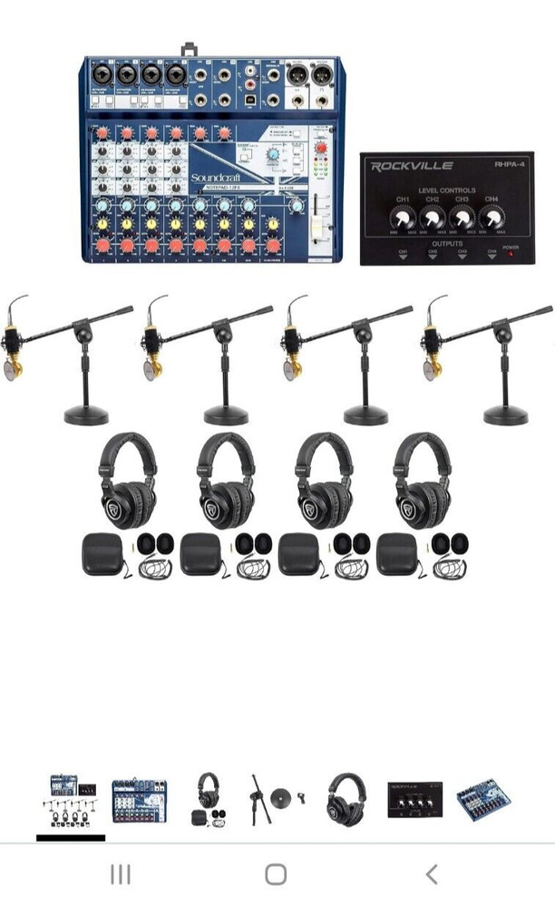 Soundcraft ‎Notepad-12FX 8 Channels Analog Mixer Podcast Bundle, 4mics/headphone