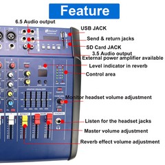 2000W Pro 12 Channel Mixer w/Power Amplifier Bluetooth Sound Package Powertable