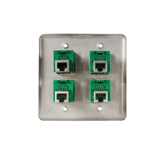 Wall Plate with 4 RJ45 pass through connectors by Elite Core