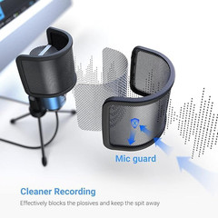 Pop Filter Screen, Compact Microphone Pop Shield Windscreen with Metal Mesh for