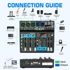 Professional Audio Mixer Digital FX 256-Bit DSP USB Bluetooth MP3 Computer DJ Mi