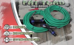 Speakon Cables 25 FT 2 PACK 12 AWG Wires -FAT TOAD Speaker Cords Pro Audio Stage