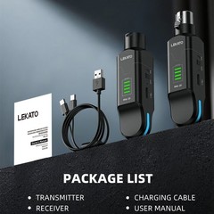 LEKATO Wireless Microphone Transmitter Receiver 5.8GHz Plug On XLR Rechargeable