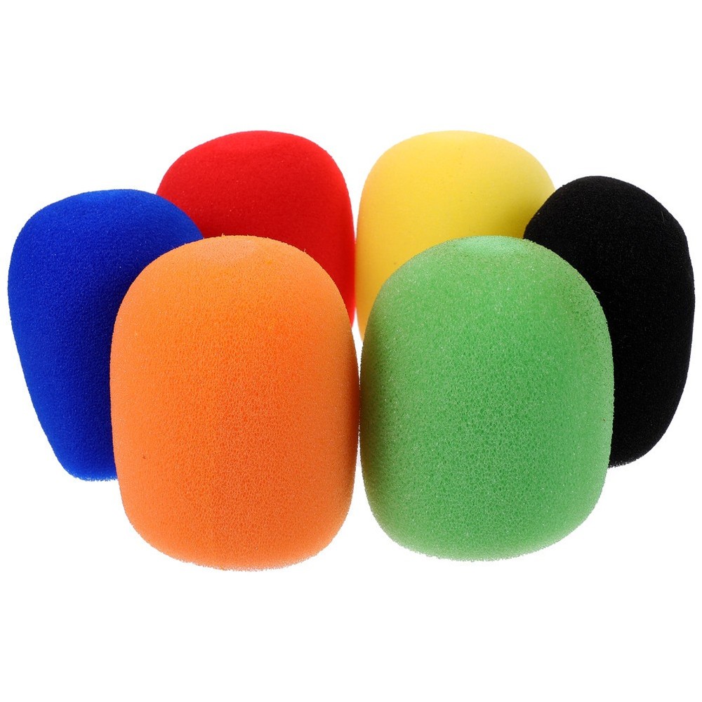 6Pcs Reusable Microphone Sponge Covers Handheld Mic Windscreen Assorted Colors