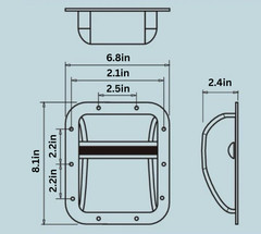 (2) Two Black Heavy Duty Medium 8″ x 7″ Metal Recessed Bar Handles w/ Grip 13 ga
