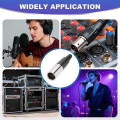 4PCS 5 Pin Male Mini XLR Connector, Mini XLR Jack Adapter Plug, Black