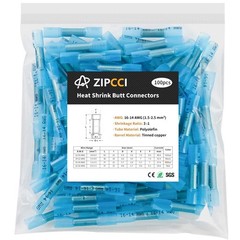 16-14 AWG Heat Shrink Butt Connectors – 100Pcs Blue Insulated