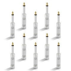 10pcs 1/4 MONO TS Heavy Duty Male Audio Speaker Guitar Cable Connector Plug Jac