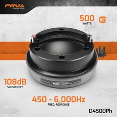 1x PRV Audio D4500Ph Phenolic Compression Driver 500 Watts 4″ Voice Coil 8 Ohm