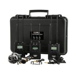 Dual-Transmitter Lavalier Microphone Kit 2x Transmitters x1 Receiver – Comica