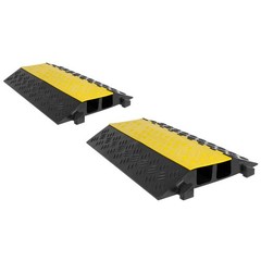 2-Pack Modular Rubber 2-Cable 20,000 lb Electrical Wire Cover Ramp Protector