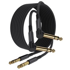 30ft TRS Cable 2-Pack, Right-Angled 6.35mm Male Jack Stereo