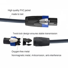 Professional 30 Feet 12 Gauge Speakon to Speakon Cables – 30ft 12AWG Speakon