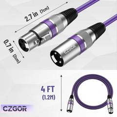 XLR Cables 4 Ft 10 Pack,Dmx 3-Pin XLR Microphone Male to Female Cable, Compatibl