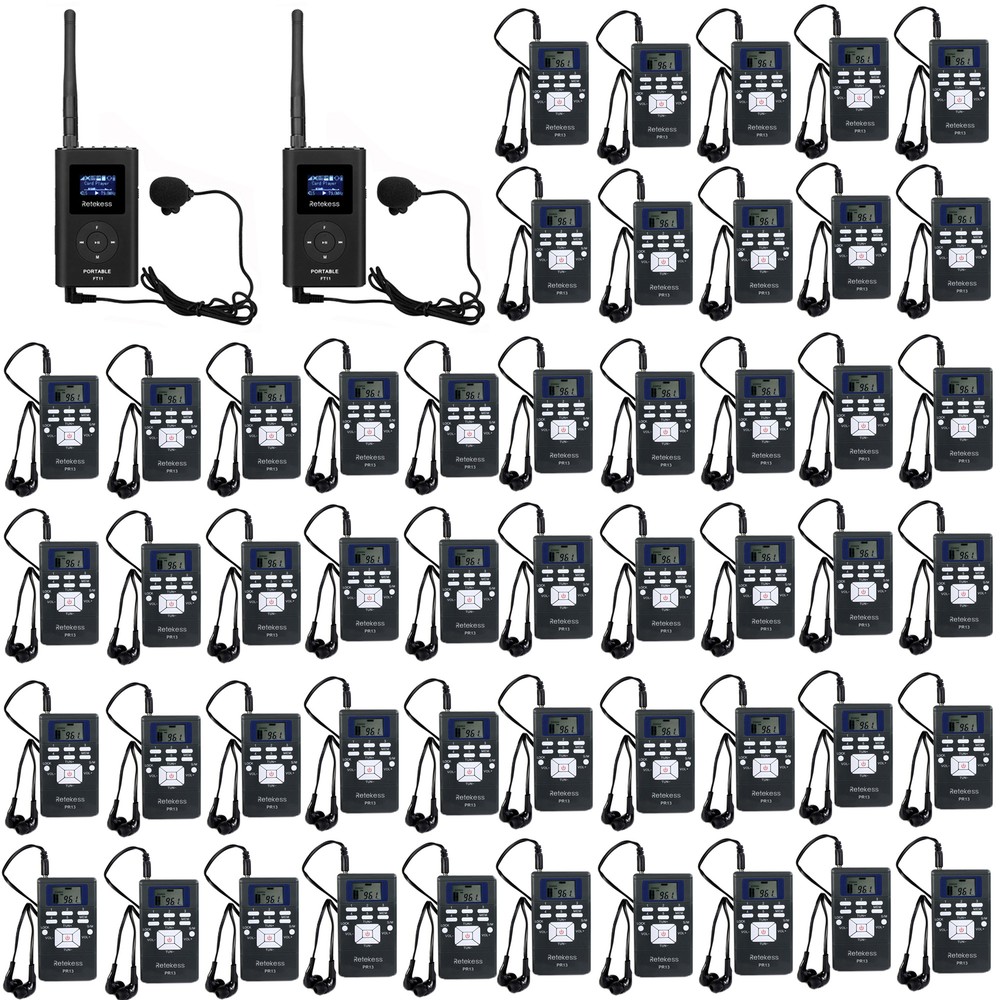 Wireless Assisted Listening Tour Guide System 2 Transmitter 50 Receivers Church