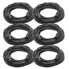 Seismic Audio 6 Pack 30ft XLR Male to Female Mic Cable Black SAMIC30.2-6Pack