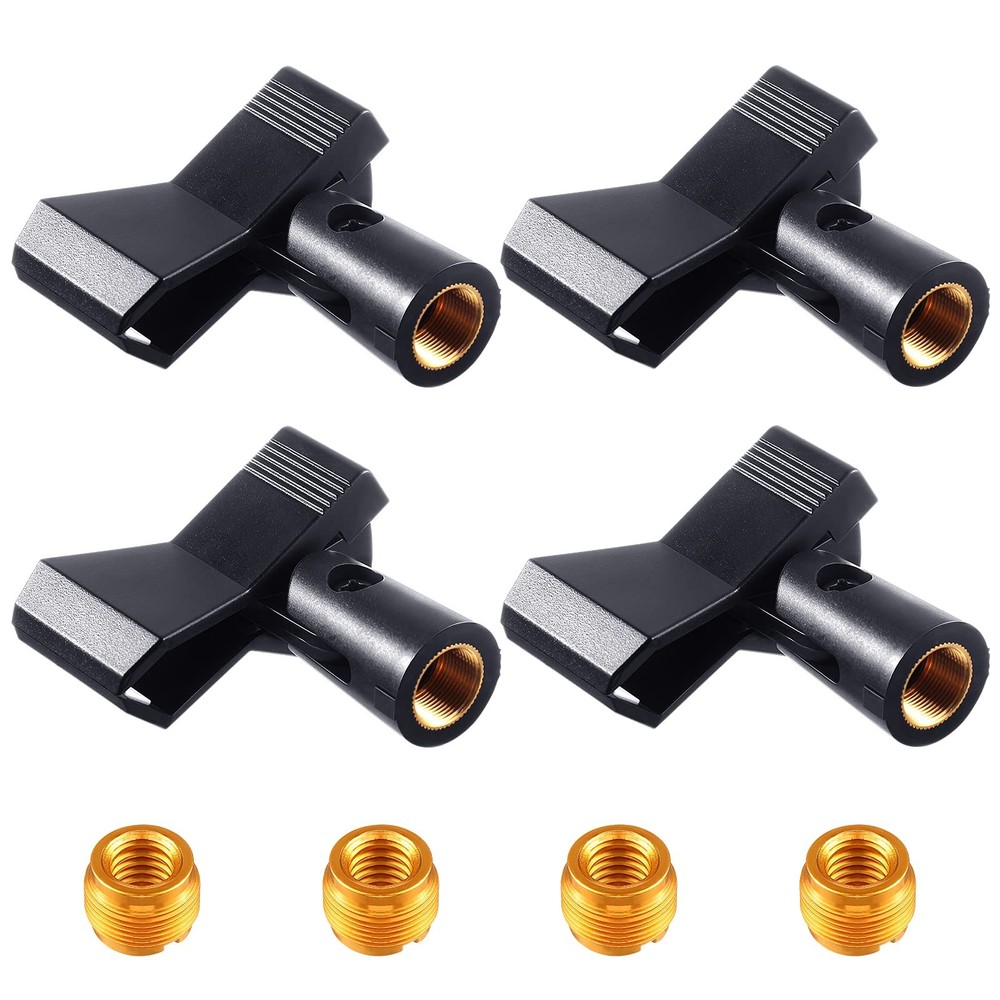 4 Pieces Mic Clips for Stands with 4 Adjustable Adapters Microphone Holder Wi…