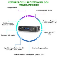 Technical Pro 6000 Watt 2-Channel Stereo Power Amplifier for Home Speaker System