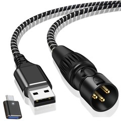 USB A to XLR Male Audio Cable, Gold-Plated Connectors