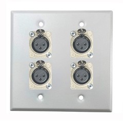 PROCRAFT DPL-4X-VAR 2 Gang Stainless Pro Audio Installation Wall Plate Loaded, M