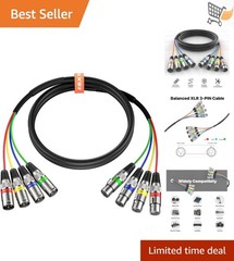 6ft 4 Channel XLR Snake Cable Microphone Mixer for Recording Live