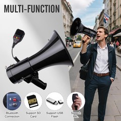 MyMealivos 50W Bluetooth Megaphone with Rechargeable Black
