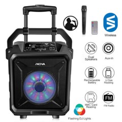 25W 8″ Wireless Party Speaker Portable Karaoke DJ Bass w Disco Lighting Mic