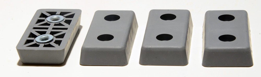 FOUR (4) LARGE RECTANGULAR GRAY RUBBER FEET INDUSTRIAL AMPS, CASES – FREE S&H