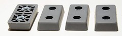 FOUR (4) LARGE RECTANGULAR GRAY RUBBER FEET INDUSTRIAL AMPS, CASES – FREE S&H
