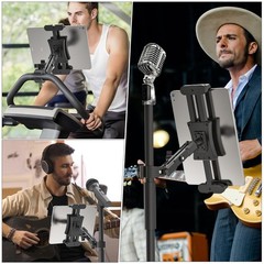 iPad Mic Stand Mount, 360° Rotation Tablet Holder for Microphone Music Stand…