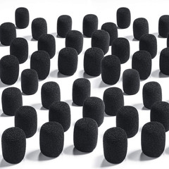 50 Mini Foam Microphone Windscreens Black Covers for Lavalier & Lapel Mics