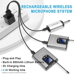 Wireless System with Dual Headset Microphones/Lavalier Lapel Mics and Bodypac…