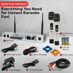 , UHF Wireless Microphone System, Portable Digital Audio Mixer, Bluetooth, Two H