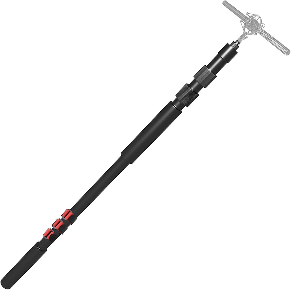 Portable Handheld Boom Pole for Shotgun Mic, 3-Section Extendable Microphone Arm