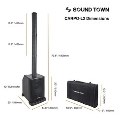 Sound Town Portable PA w/ 12″ Power Sub, 8 x 3″ Column Spk,UHF Mic CARPO-L2SWM01