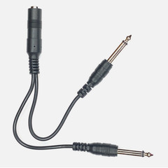 1/4 inch mono TS Female to 2 x 1/4 inch Male Mono TS Y splitter cable