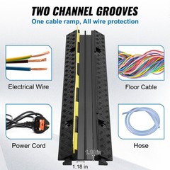 VEVOR 5 PCs Cable Protector Ramp 2 Channel 12000 lbs Load Wire Cable Cover Ramp