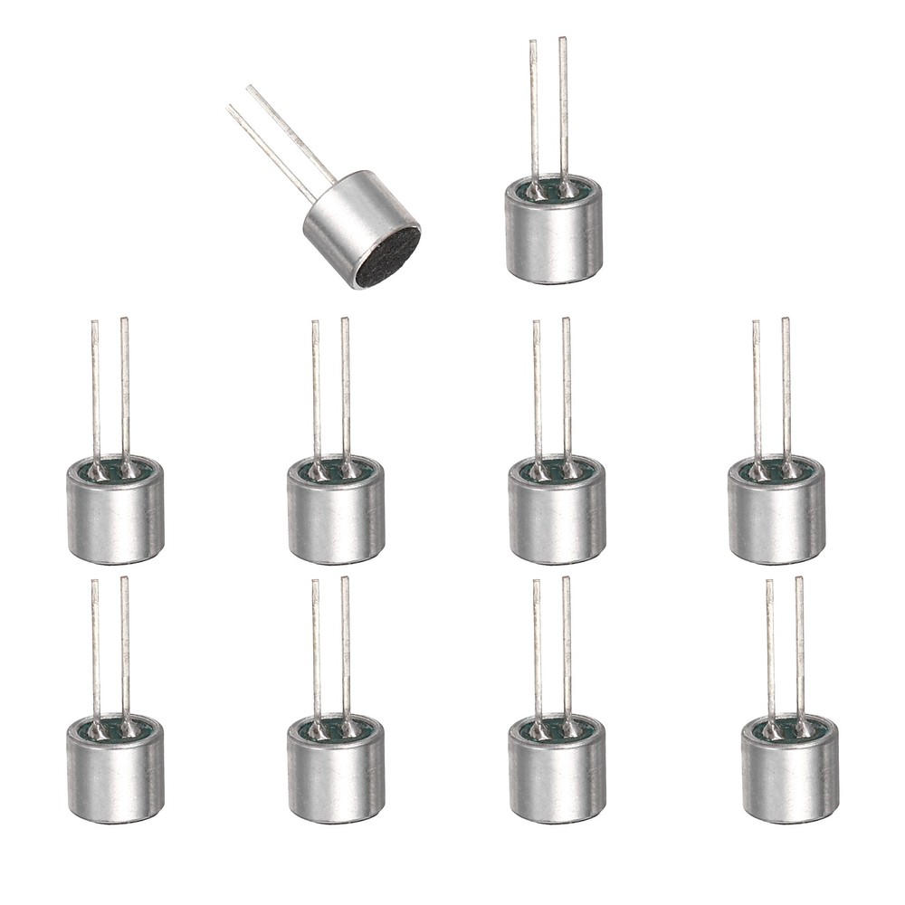 Cylindrical Electret Condenser Mic Inserts with Pins -50dB Pack of 10 Silver