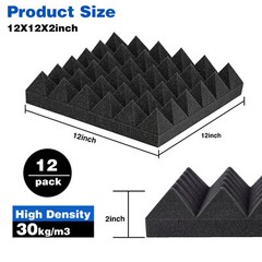12~48 PACK Acoustic Foam Panel Wedge Studio Soundproofing Wall Tiles 12″X12″X2″