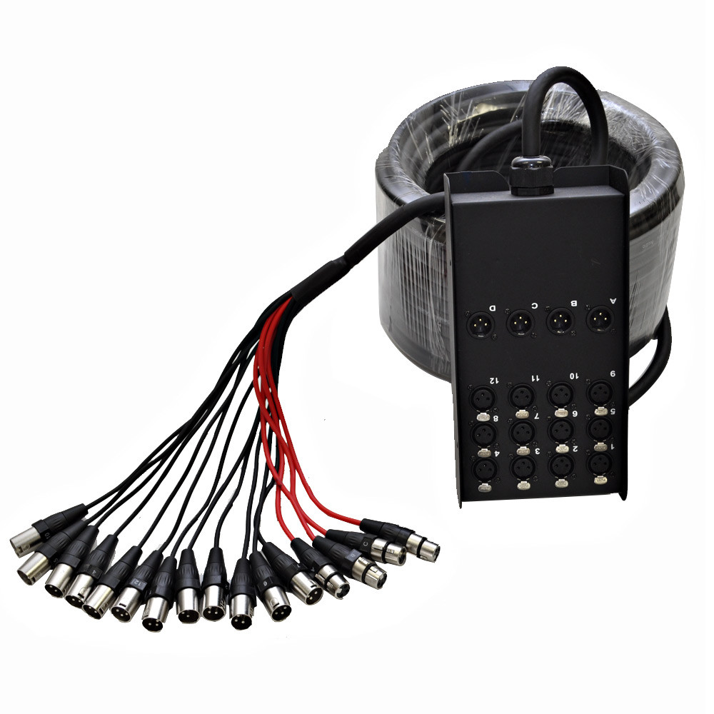 Small Footprint XLR Stage Box Snake – 6, 8, 12, 16, 24, 32 Channel – 25′ to 100′