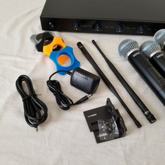 NWT! SGPRO 4-Channel Wireless Microphones w/250ft Range | Metal Mics & Receiver