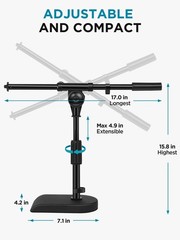 InnoGear Adjustable Desk Microphone Stand, Weighted Base with Medium, Black