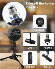 2 Pack Desktop Mic Stand, Portable Foldable Tripod with Mic Clip Holder, Adjusta